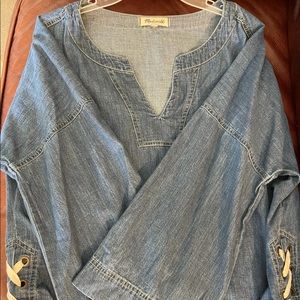 Madewell Denim/Chambray top with side tie detail